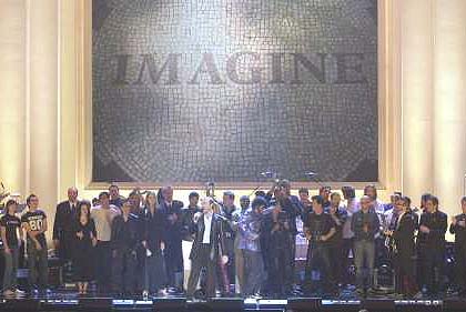 The entire cast on stage at the Lennon Tribute on TNT